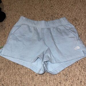 Light blue north face sweat shorts. Very soft and comfy.